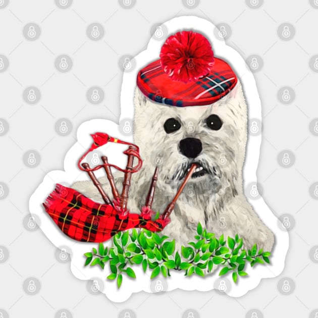 West Highland Scottish Terrier Dog Sticker by KC Morcom aka KCM Gems n Bling aka KCM Inspirations